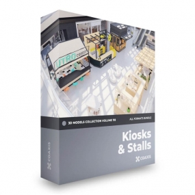 【vol.118】售货亭和摊位CGAxis Volume 118 – Kiosks & Stalls-1994模型网 报刊亭 餐车